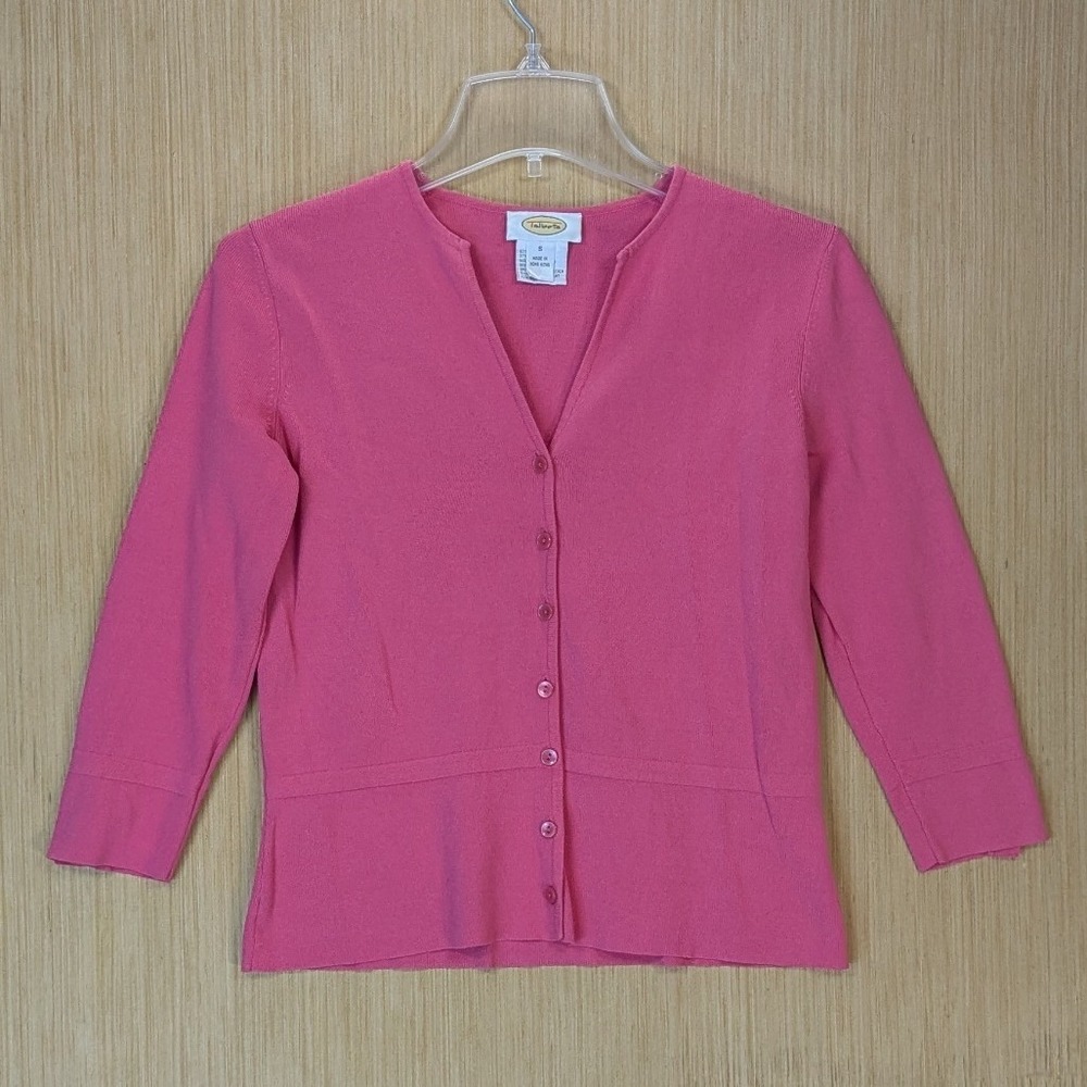 Talbots Cardigan Sweater Women Small Pink Coquette Feminine Romantic Dainty Knit
